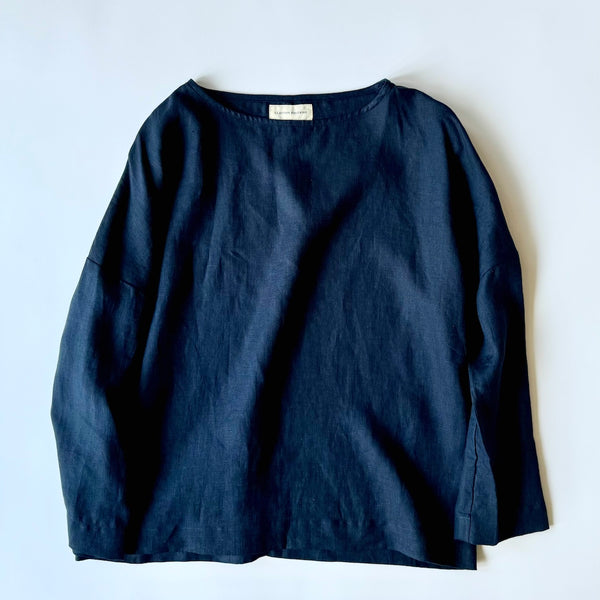 Box Top - Linen - Indigo