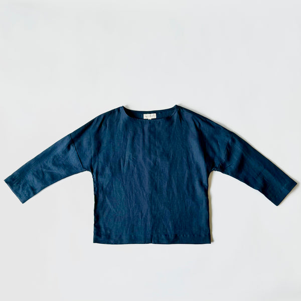 Box Top - Linen - Indigo